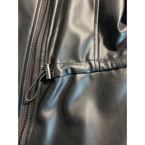 Womens Black Faux Leather Moto Jacket Bold Elements Medium - Picture 5 of 10